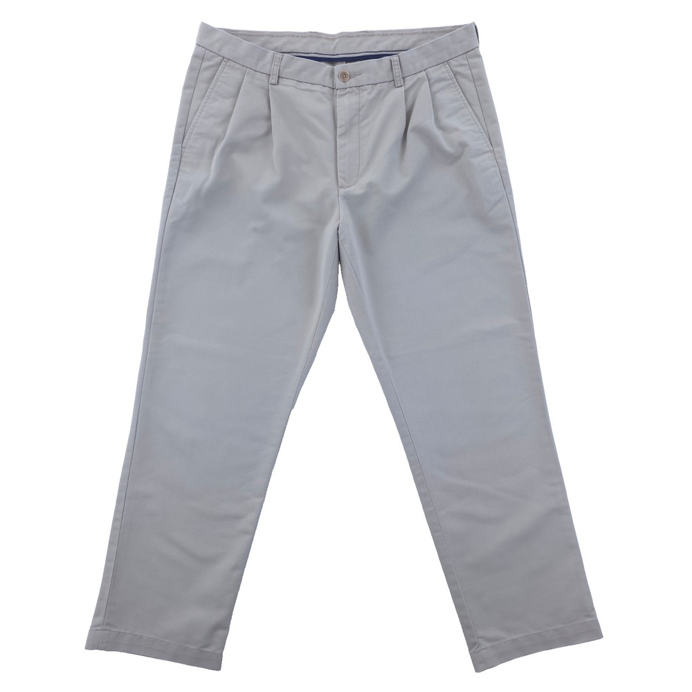 Roundtree‎ & Yorke Mens Pants 38x32 Khaki Pleated Front Cotton Blend Chinos Tan